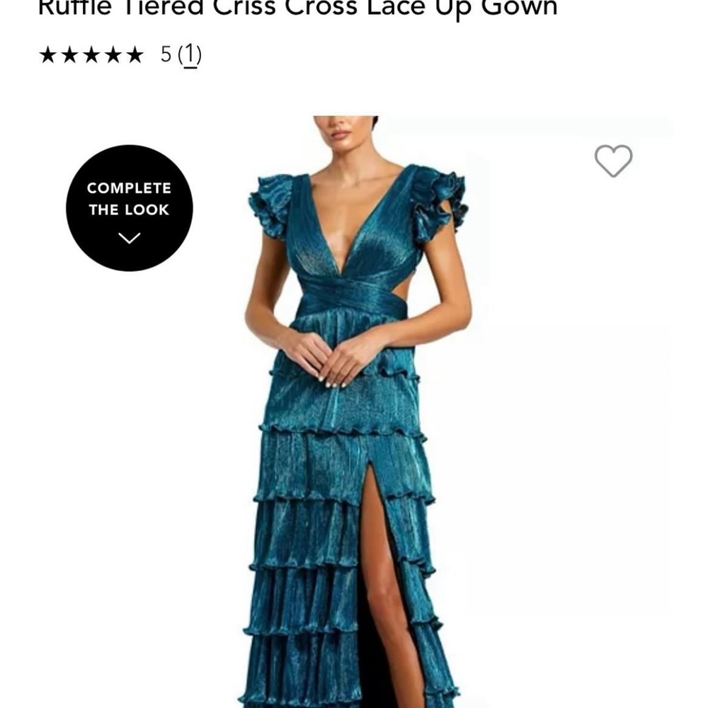 Mac Duggal Teal Ruffle Tiered Gown